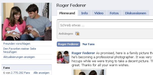 Roger Federer Facebook Seite