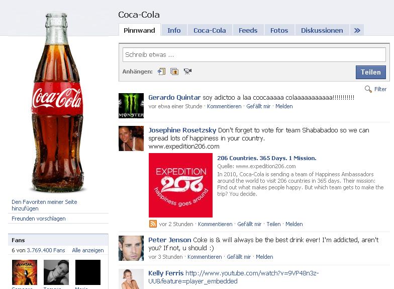 Facebook Fanpage Coca Cola