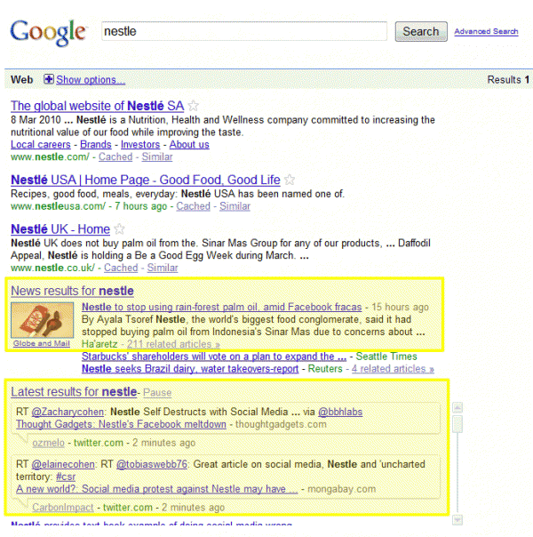 Suchergebnis bei google.com zum Suchbegriff "Nestle"