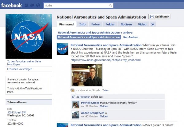 Offizielle NASA-Facebook-Seite