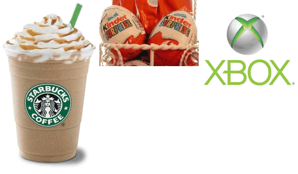 Starbucks Frappuccino / Kinder Surprise / Xbox