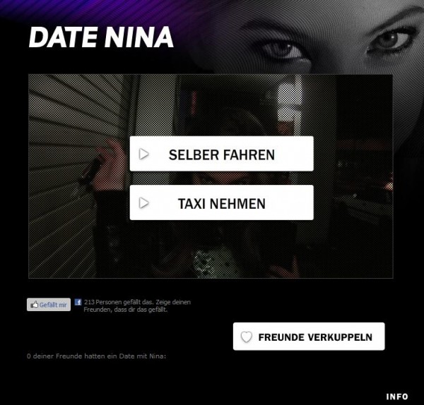 Facebookapplikation "Date Nina"