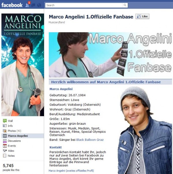 Eine der vielen "Marco Angelini" Facebookseiten