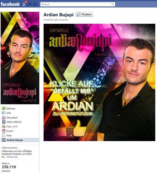 Eine der Ardian Bujupi Facebookseiten
