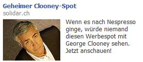 Facebook Ad zu Clooney Spot