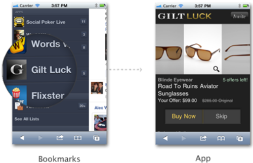 Lesezeichen (Bookmarks) in mobiler Facebook App