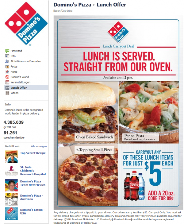 Domino’s Pizza – Lunch Offer