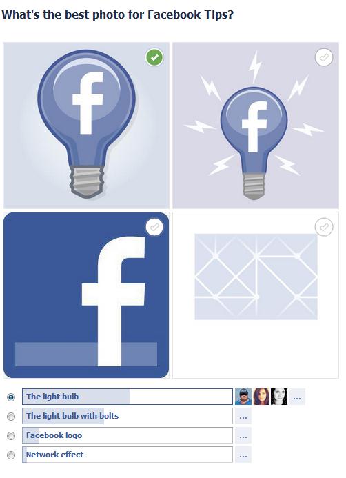 Beispiel der neuen Facebook Fragen mit integrierten Bildern