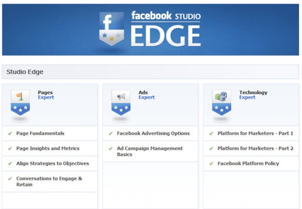 Facebook Studio Edge - Education Übersichtseite