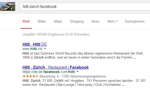 Suche nach "Hiltl Zürich Facebook" bei google.ch