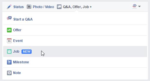 Neue Beitragsart "Job" für Facebook Seiten