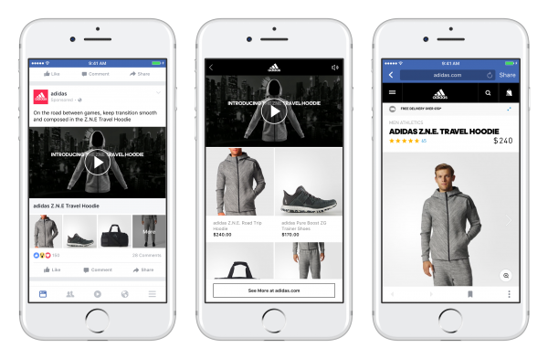 Neues Werbeformat bei Facebook "Collection" - Beispiel von Adidas (Quelle: Facebook)