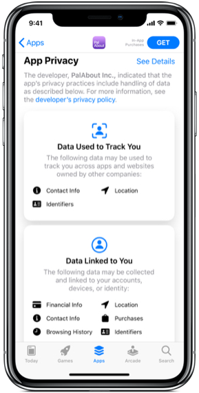 Privacy-Informationen einer App.